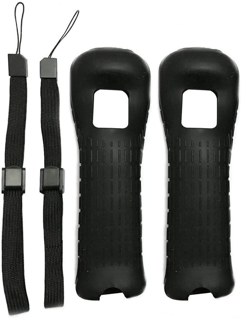 GGZone 2 x Silicone Skin Case Cover with Wrist Strap for Wii Remote Controller (Black) - Image 2